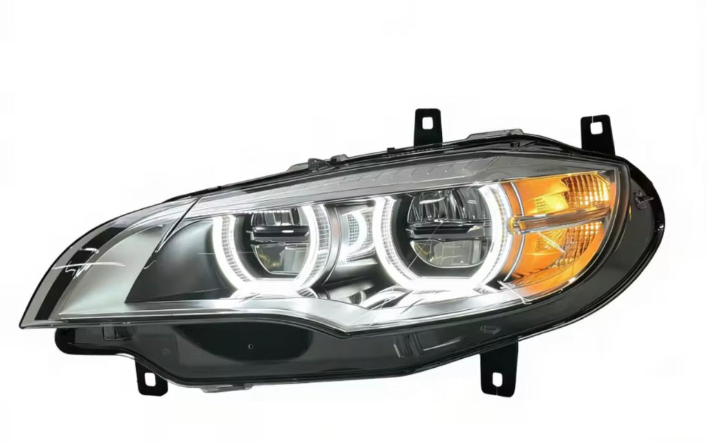 LED Angel Eyes Scheinwerfer mit Startanimation für BMW X6 E71 2008–2014 – Gelb / Weiß DRL – Plug & Play