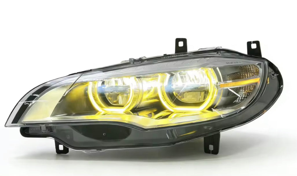 LED Angel Eyes Scheinwerfer mit Startanimation für BMW X6 E71 2008–2014 – Gelb / Weiß DRL – Plug & Play