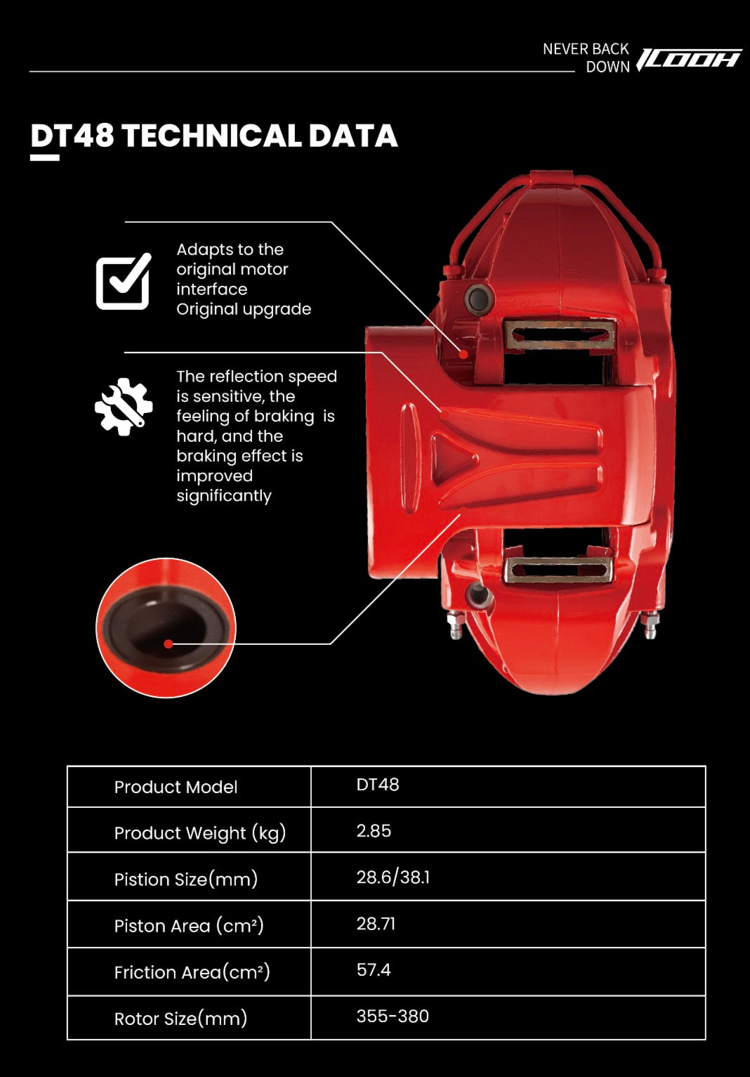 DICASE DT48 EBP Carbon Keramik Big Brake Kit 380 x 28 mm – 4-Kolben Bremsanlage (Hinterachse)