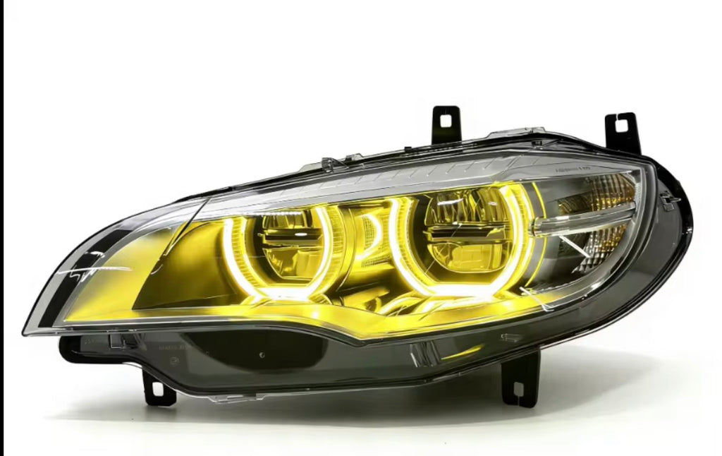 LED Angel Eyes Scheinwerfer mit Startanimation für BMW X6 E71 2008–2014 – Gelb / Weiß DRL – Plug & Play