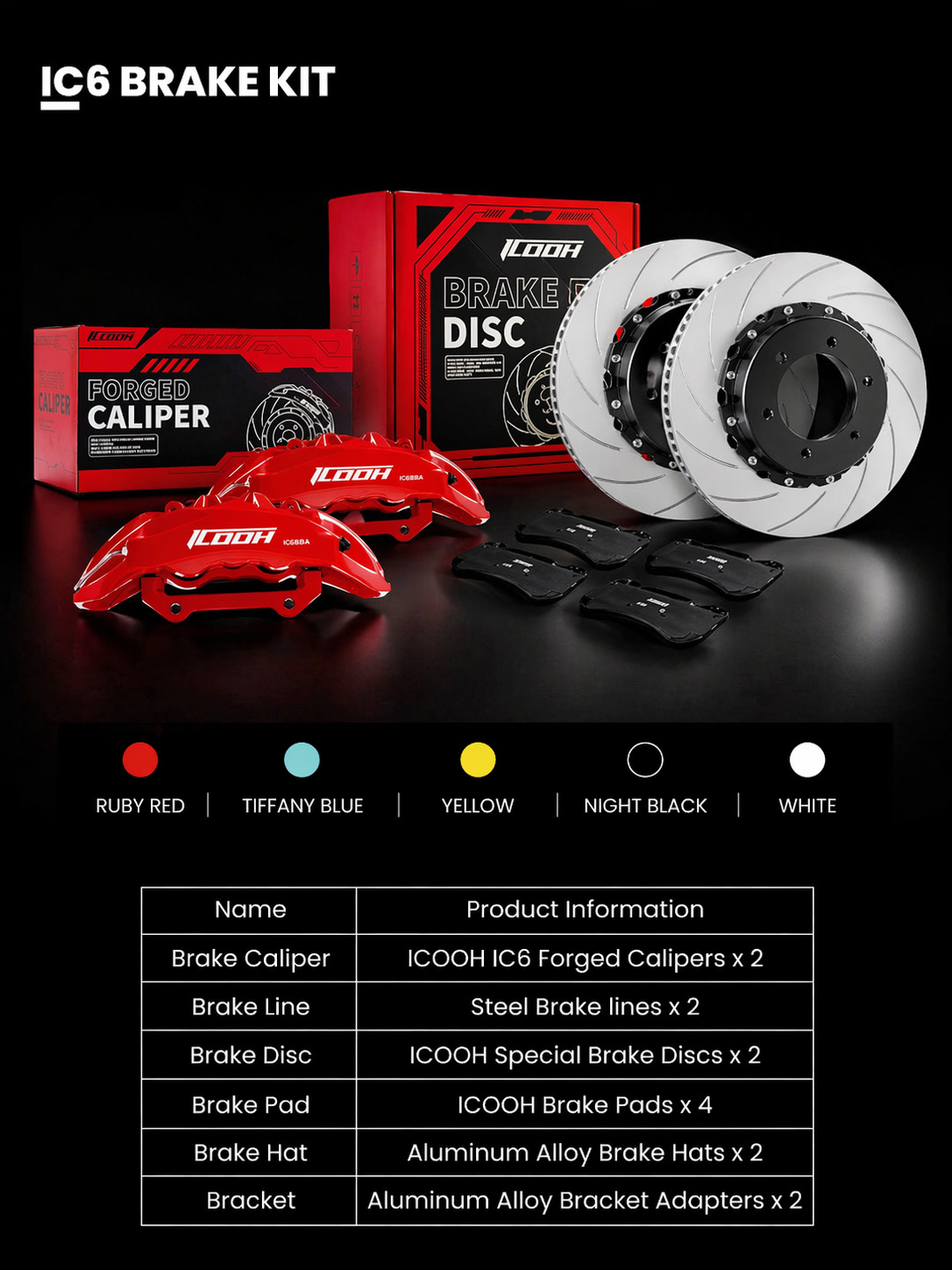 ICOOH IC6 Big Brake Kit 410 mm Carbon Keramik 6 Kolben Vorderachse