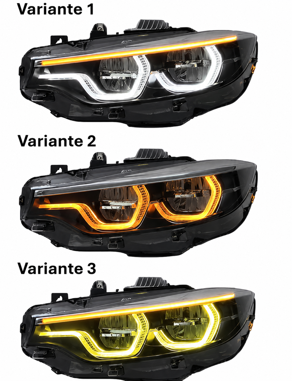 Triple Color LED Scheinwerfer Bernstein / Gelb / Weiß für BMW F32 F33 F36 F82 2013–2019 – Plug & Play